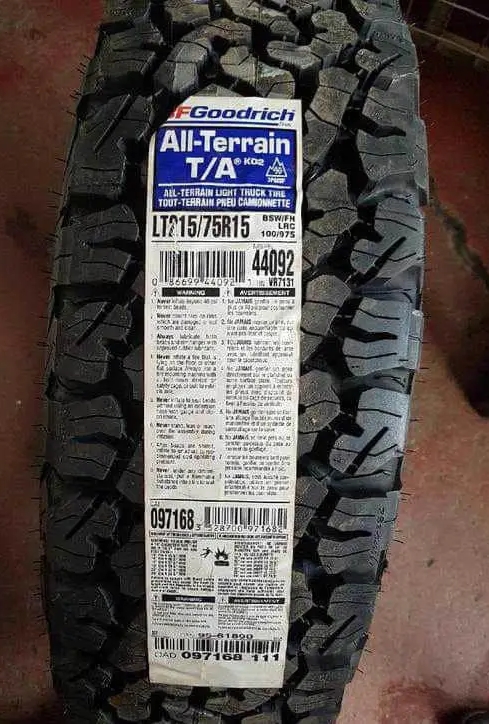 215/75R15 BF Goodrich Tyres